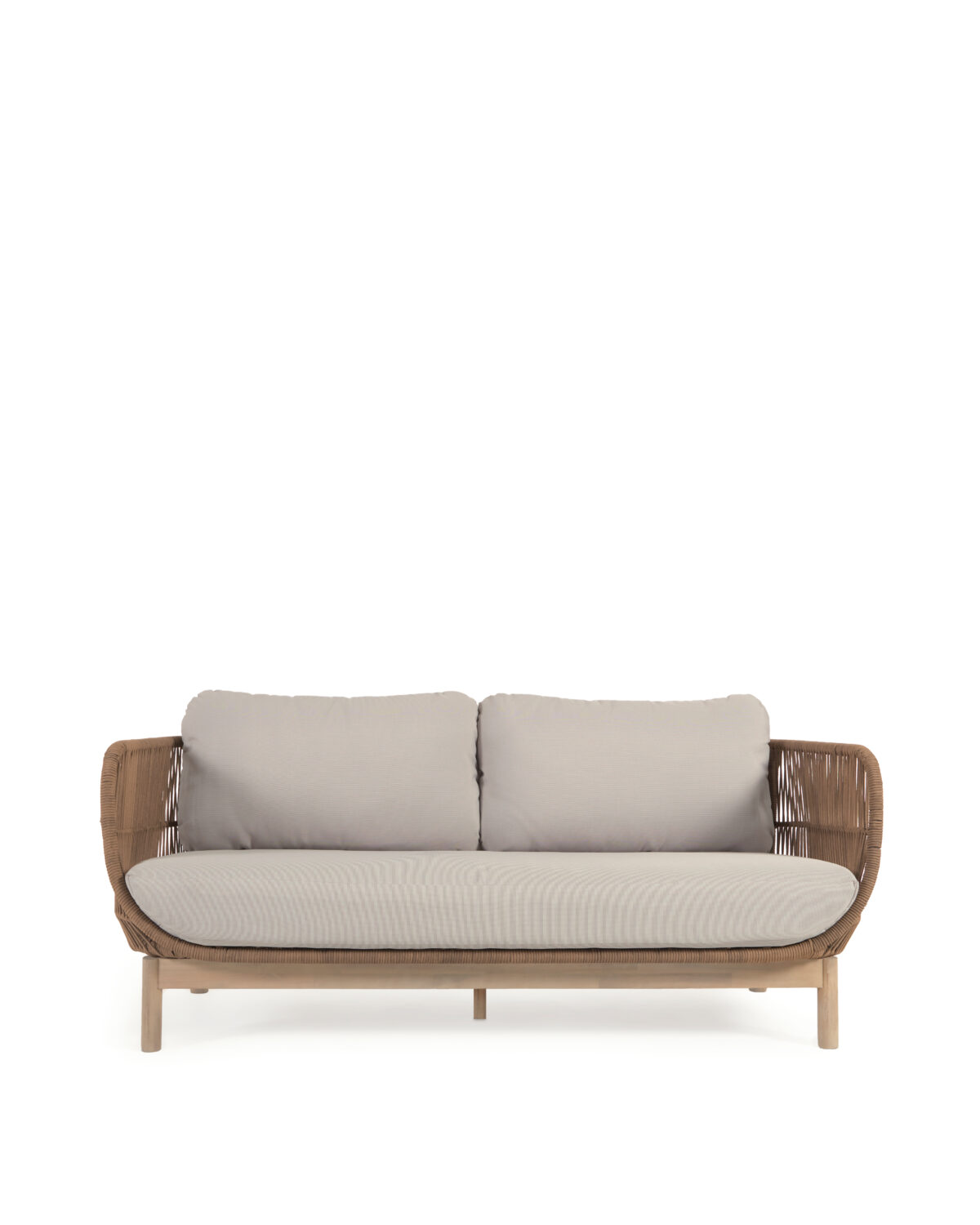 Kave Home Catalina 3-zitsbank gemaakt met beige touw en FSC massief acaciahout 170 cm - Afbeelding 8