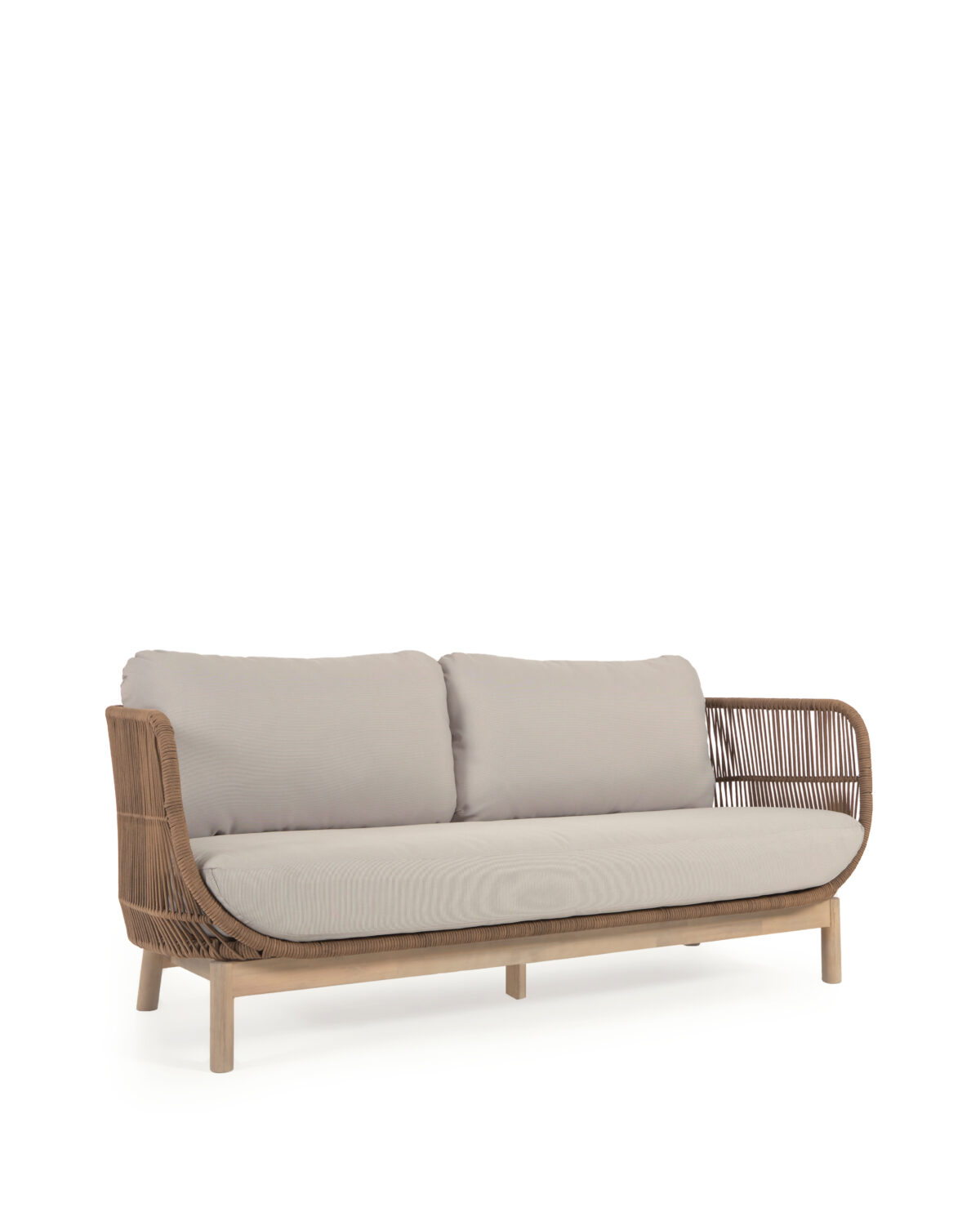 Kave Home Catalina 3-zitsbank gemaakt met beige touw en FSC massief acaciahout 170 cm - Afbeelding 10