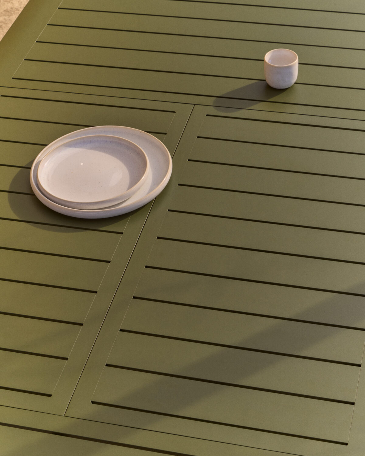 Kave Home Brela uitschuifbare tafel van groen aluminium 205(287) x 100 cm - Afbeelding 4
