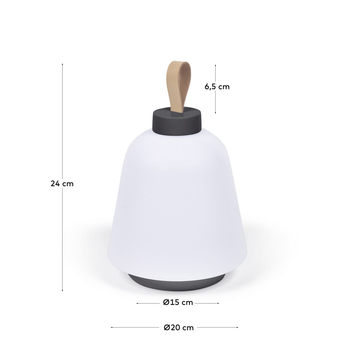 Kave Home Udiya buiten tafellamp in polytheen en metaal wit met zwarte afwerking - Afbeelding 7