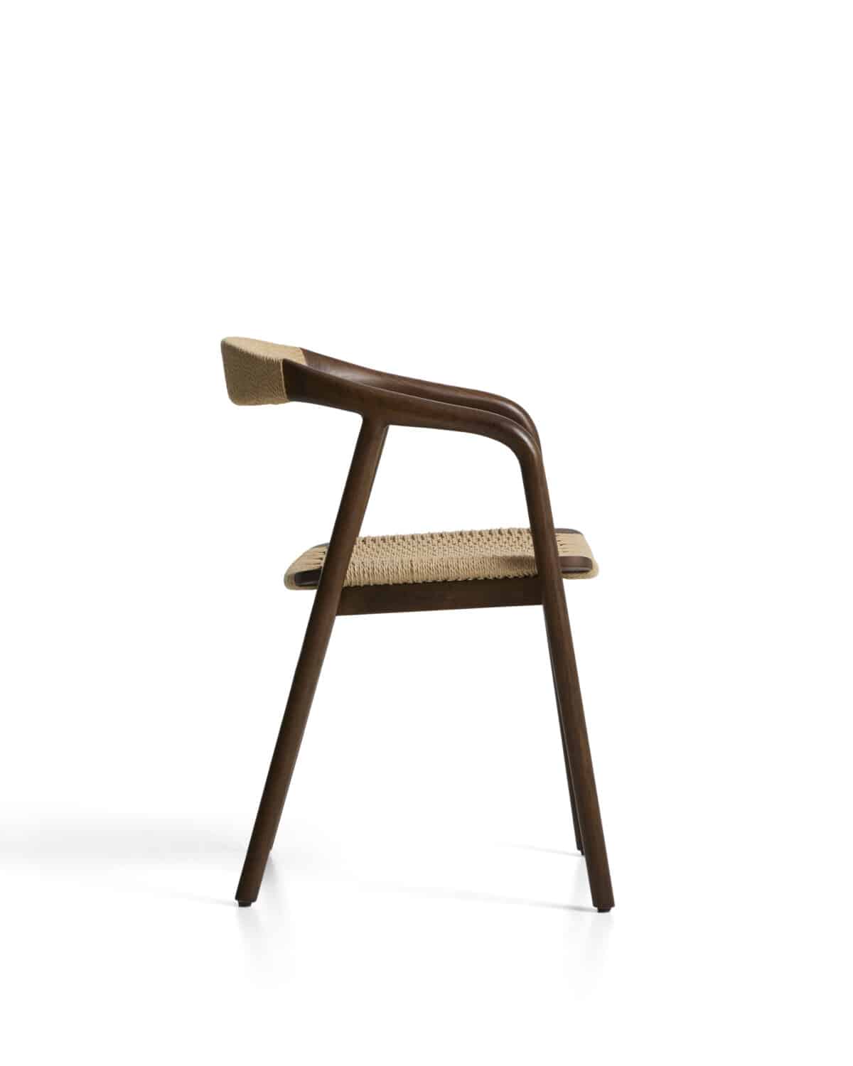 Kave Home Derile stoel van massief eikenhout met afwerking in notelaar en beige papiertouw FSC 100% - Afbeelding 7