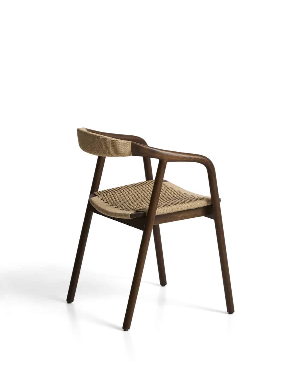 Kave Home Derile stoel van massief eikenhout met afwerking in notelaar en beige papiertouw FSC 100% - Afbeelding 8