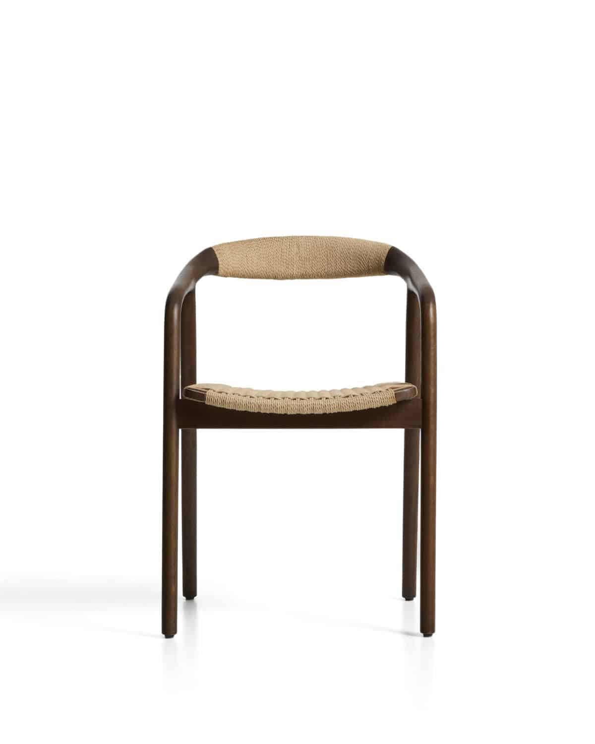 Kave Home Derile stoel van massief eikenhout met afwerking in notelaar en beige papiertouw FSC 100% - Afbeelding 9