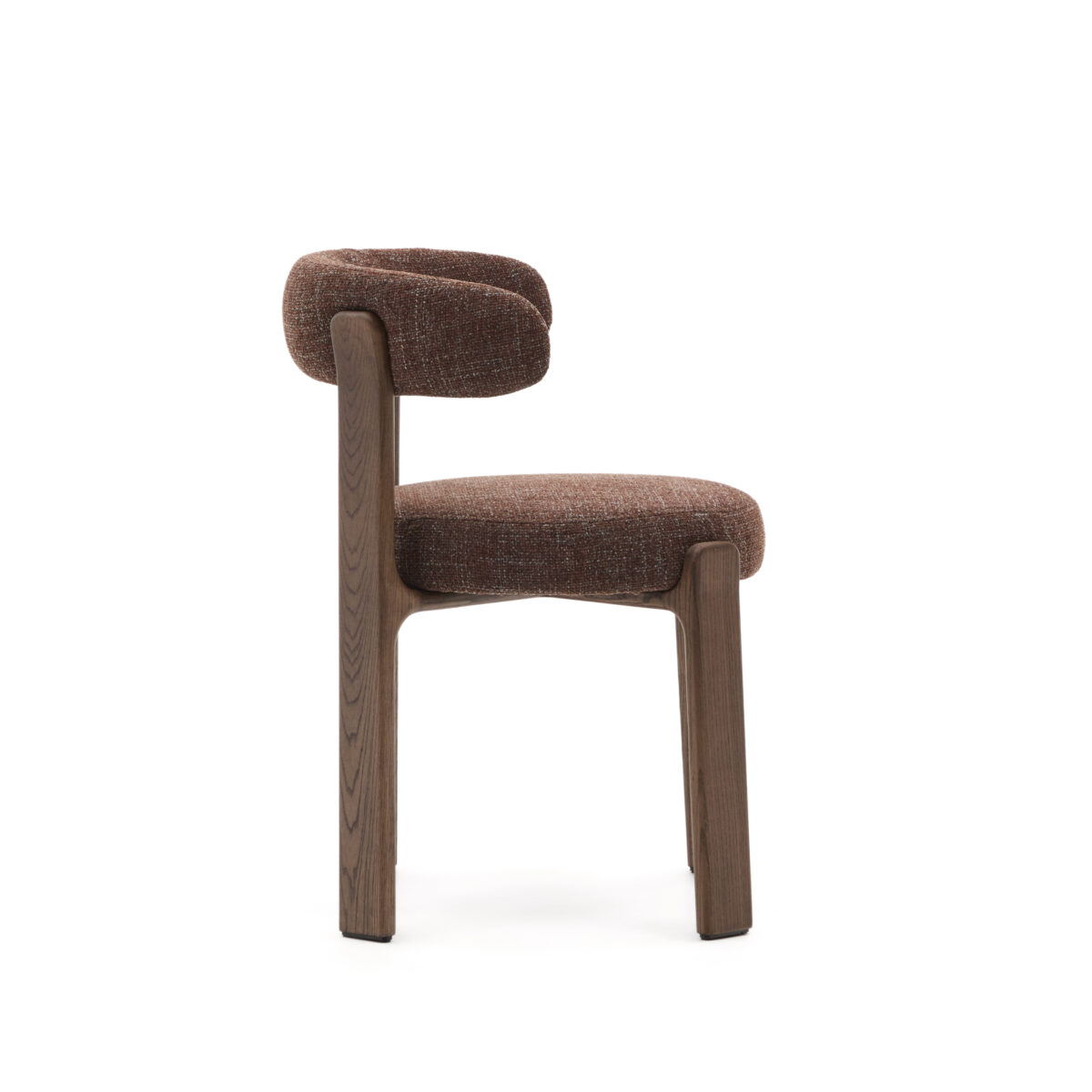 Kave Home Granite stoel in bruine chenille en massief essenhout in noten afwerking FSC 100% - Afbeelding 6