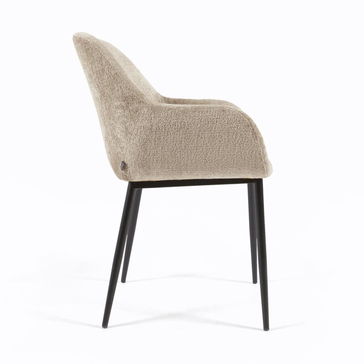 Kave Home Konna stoel in beige chenille met stalen poten en zwart gelakte afwerking - Afbeelding 5