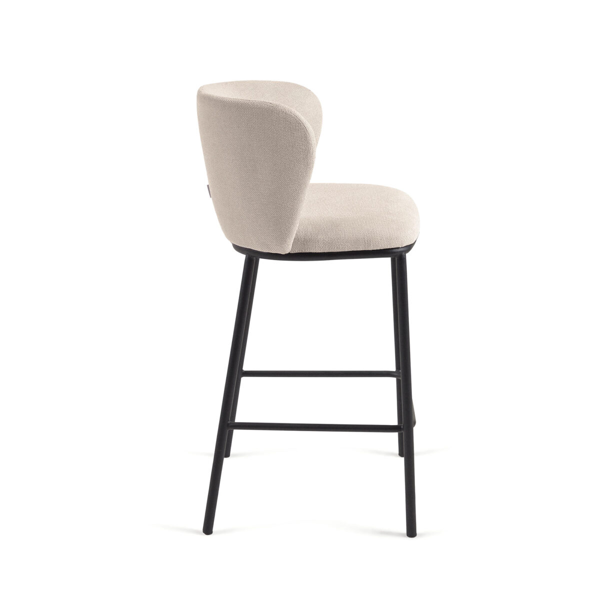 Kave Home Ciselia kruk in beige chenille en stalen poten in zwart hoogte 65 cm FSC Mix Credit - Afbeelding 5