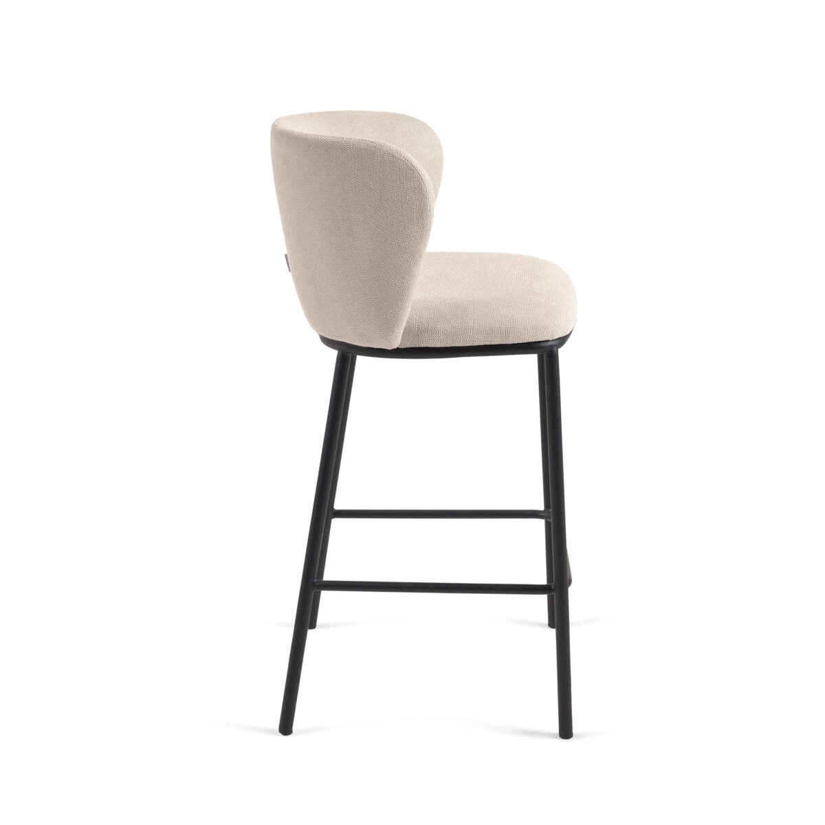 Kave Home Ciselia kruk in beige chenille en stalen poten in zwart hoogte 65 cm FSC Mix Credit - Afbeelding 6