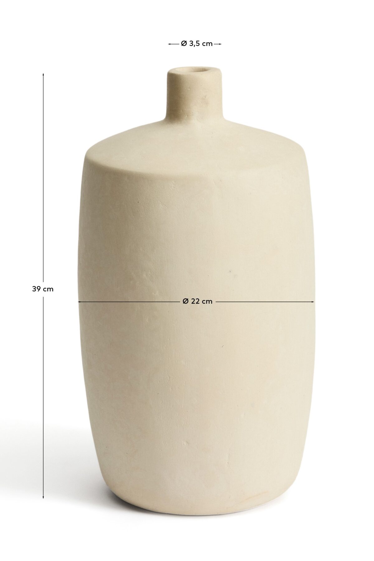 Kave Home Vaas Mireni van papier-maché beige Ø 39 cm - Afbeelding 7