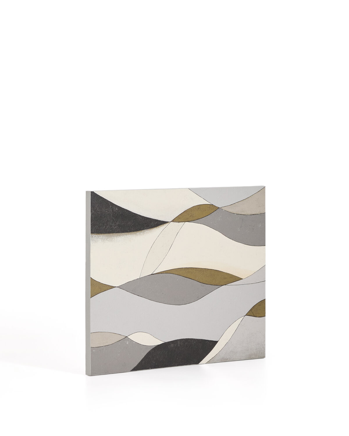 Kave Home Marvilo abstract canvas grijs en mosterdgeel 80 x 100 cm - Afbeelding 7