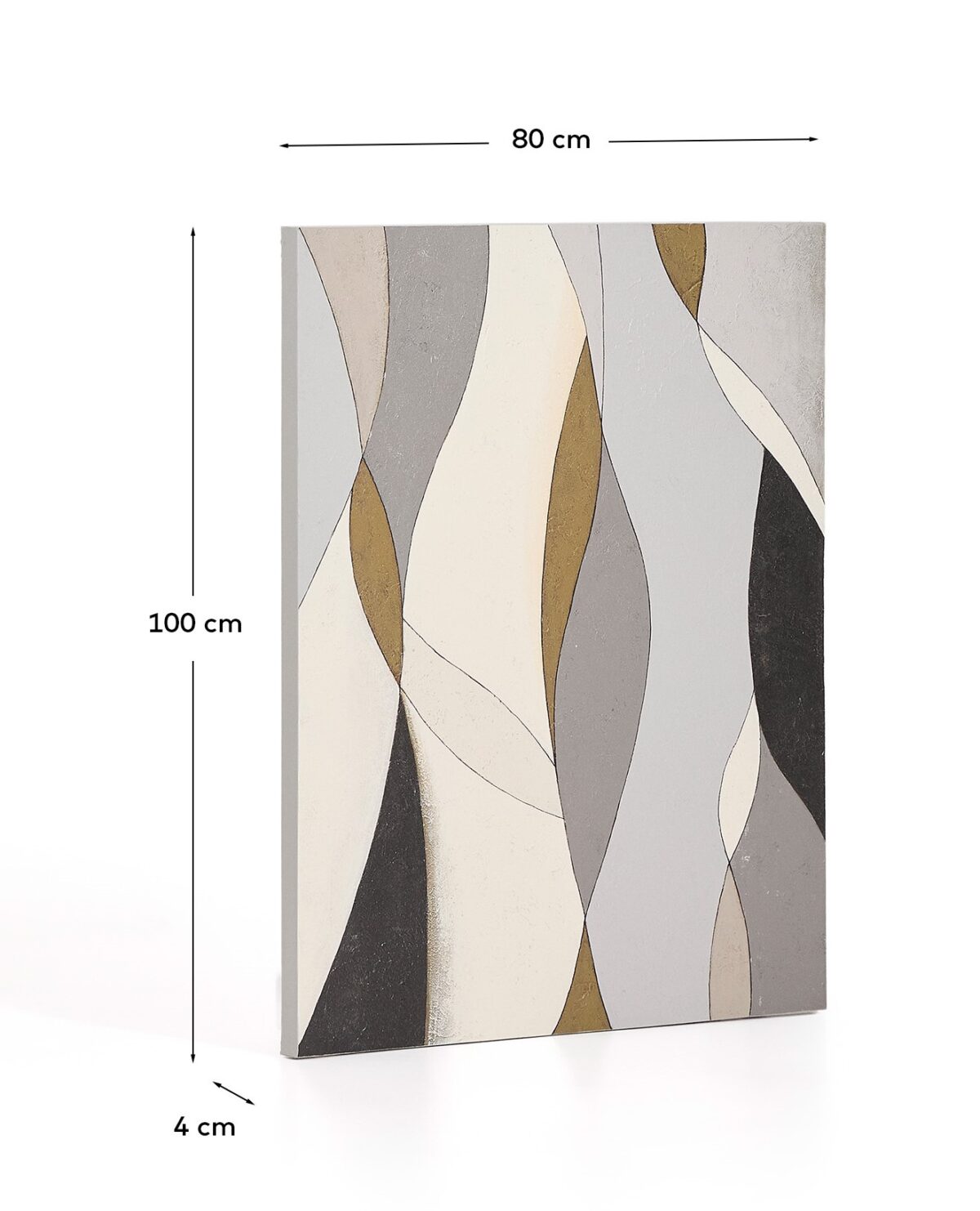 Kave Home Marvilo abstract canvas grijs en mosterdgeel 80 x 100 cm - Afbeelding 8