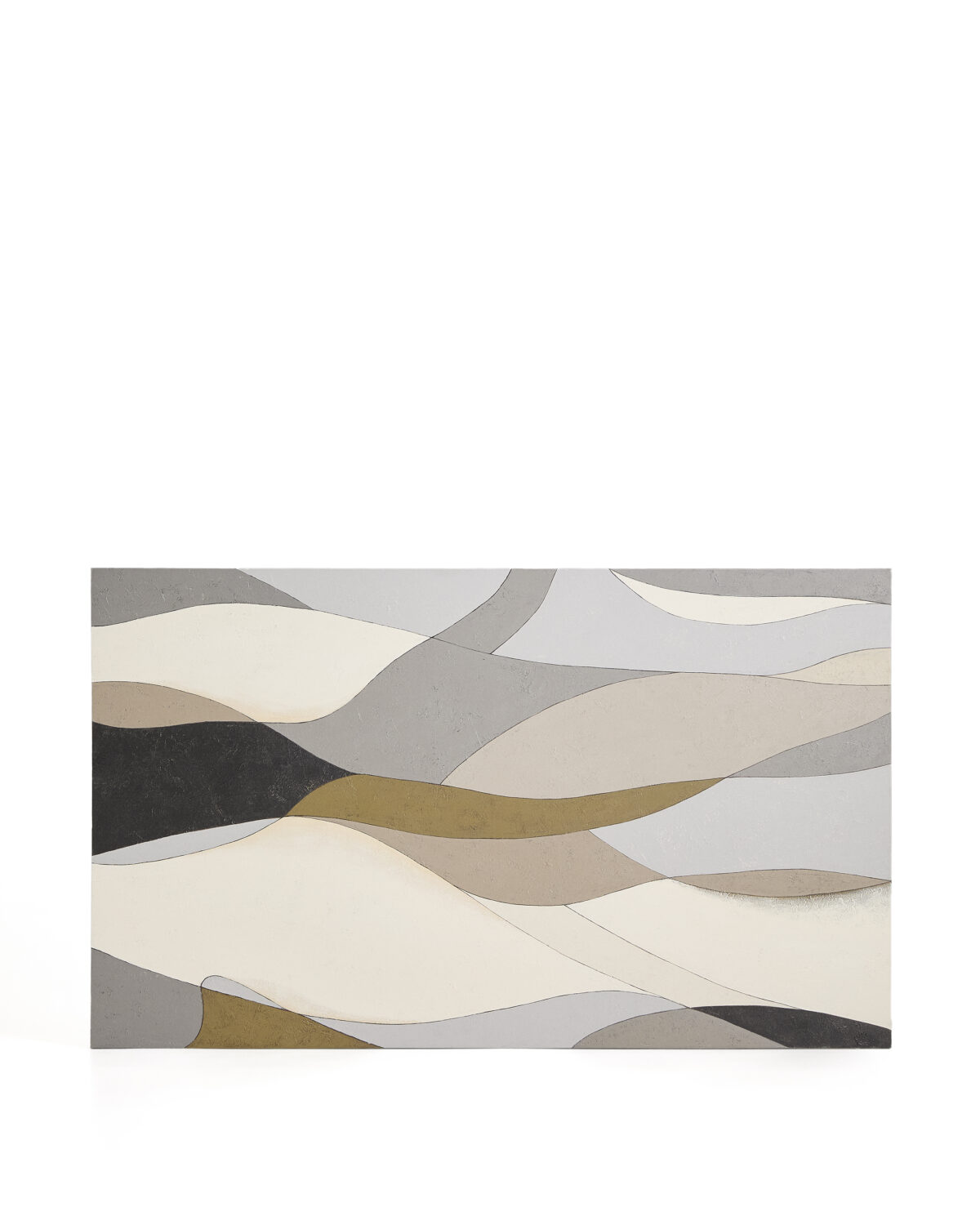 Kave Home Marvilo abstract canvas grijs en mosterdgeel 120 x 200 cm - Afbeelding 4
