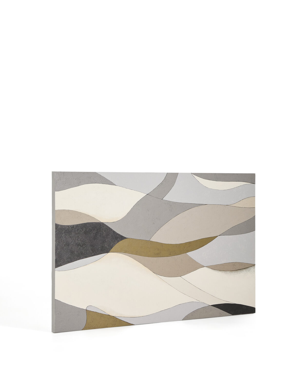 Kave Home Marvilo abstract canvas grijs en mosterdgeel 120 x 200 cm - Afbeelding 6