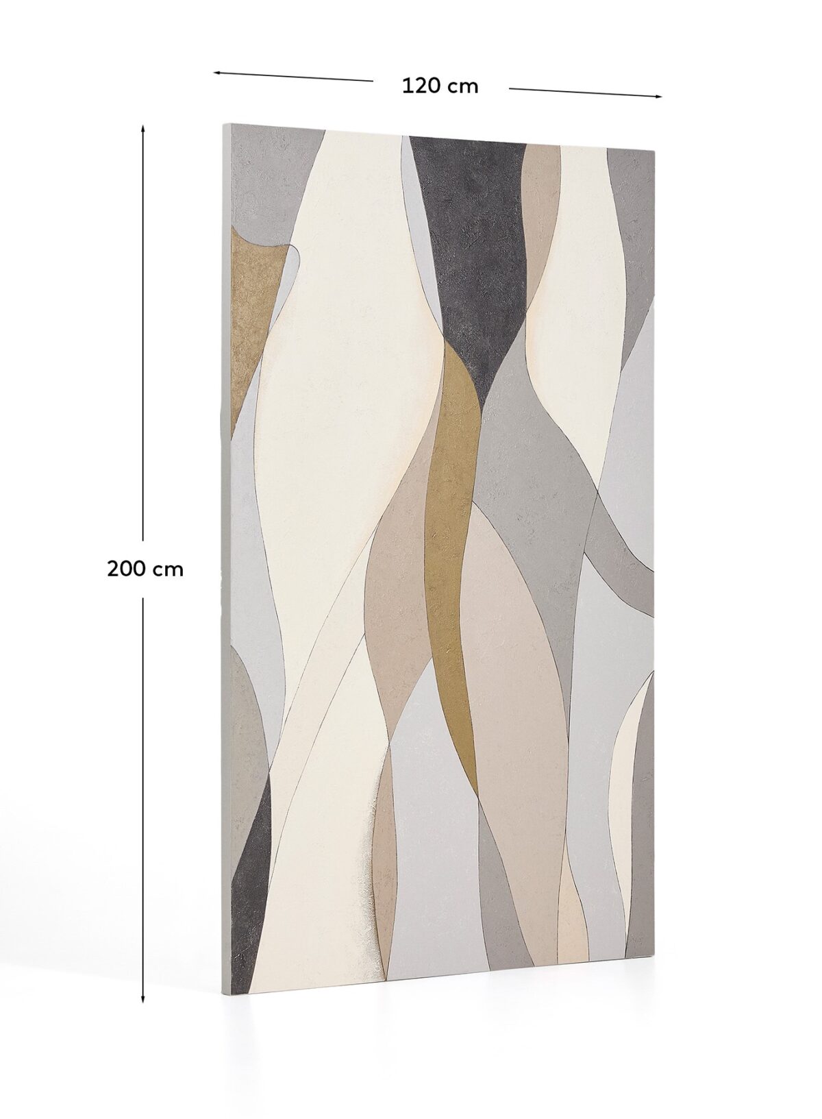 Kave Home Marvilo abstract canvas grijs en mosterdgeel 120 x 200 cm - Afbeelding 7