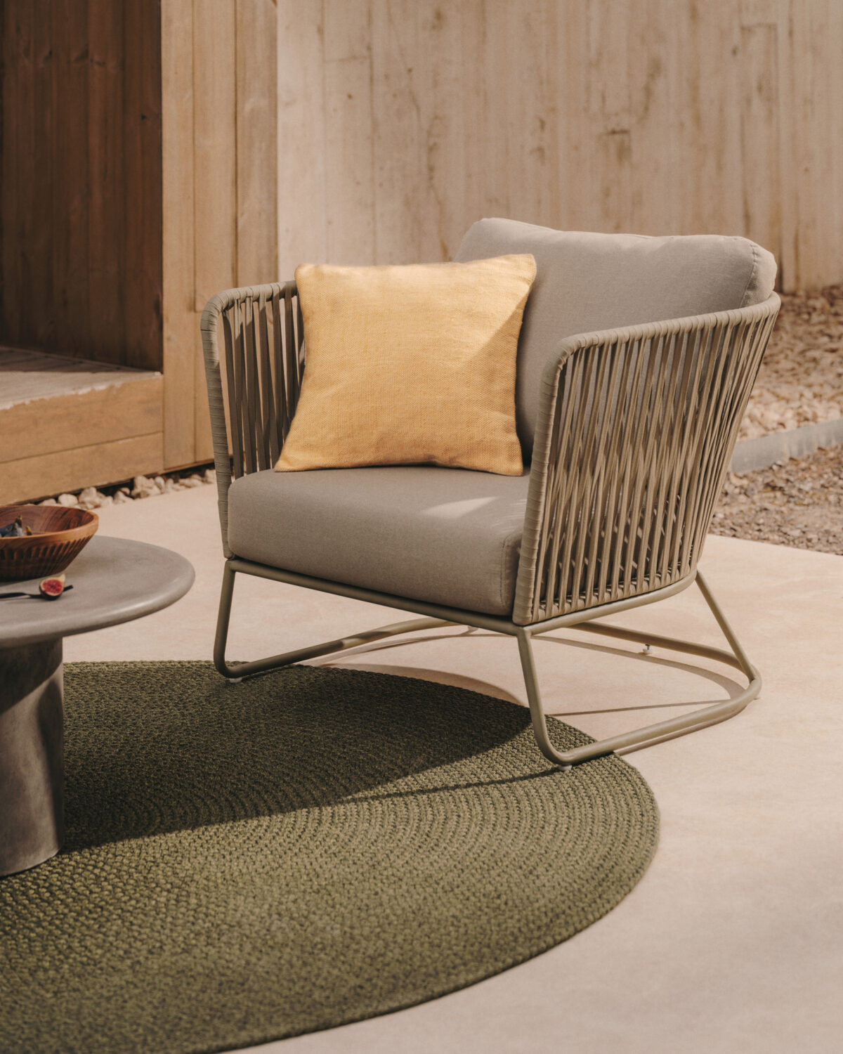 Kave Home Outdoor-fauteuil Saconca van touw en groen gegalvaniseerd staal - Afbeelding 2