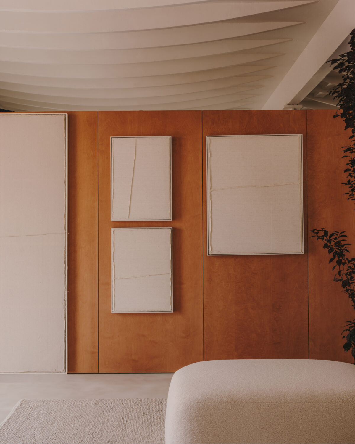 Kave Home Wit Maha-schilderij met horizontale lijn 82 x 102 cm - Afbeelding 3