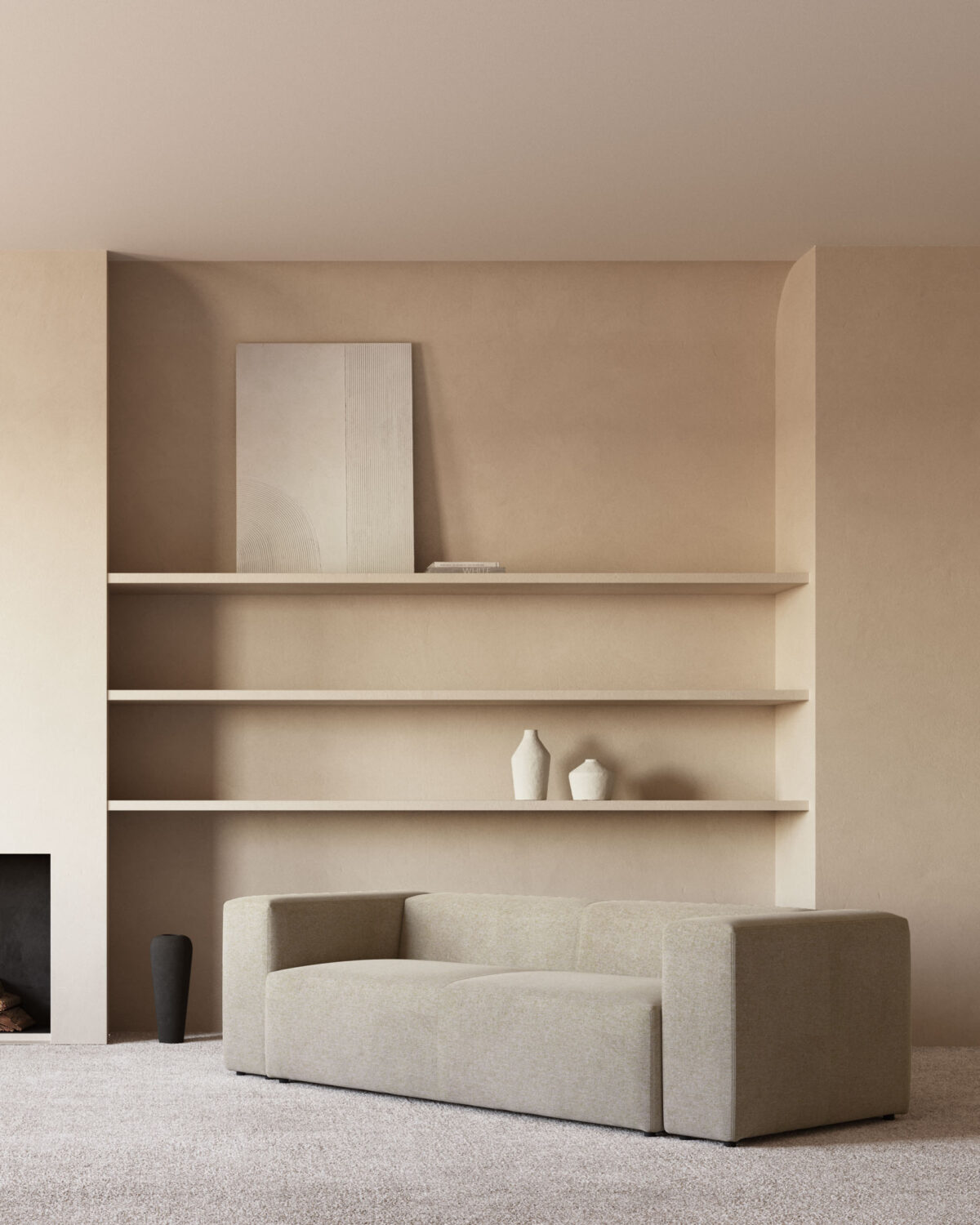 Kave Home Blok 3-zitsbank in beige chenille 240 cm FSC Mix Credit - Afbeelding 16