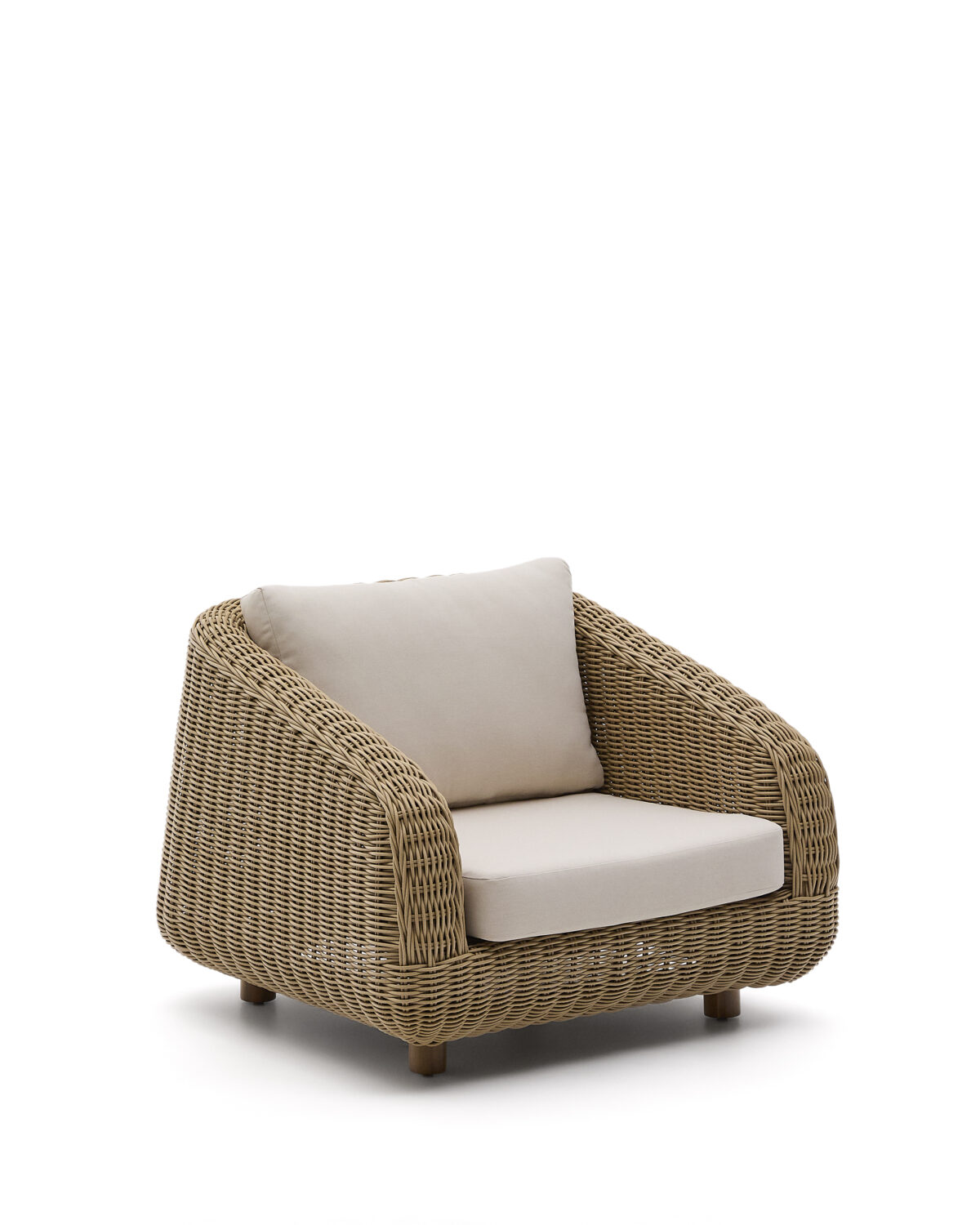 Kave Home Meria fauteuil van synthetisch rotan met poten in massief acaciahout FSC 100% - Afbeelding 5