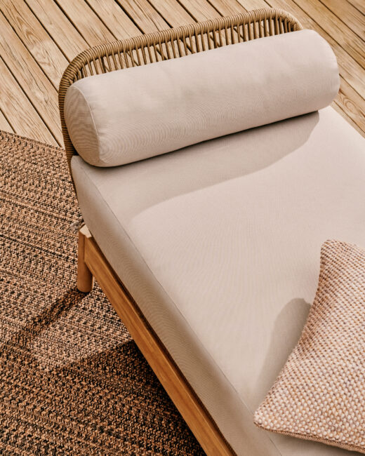 Kave Home Ligstoel Catalina beige van touw en massief acaciahout FSC 100%