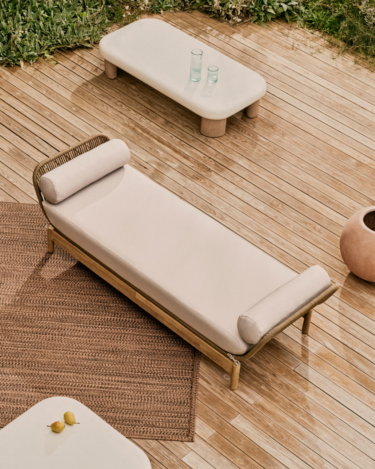 Kave Home Ligstoel Catalina beige van touw en massief acaciahout FSC 100% - Afbeelding 2