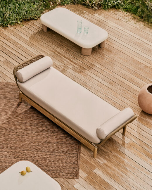 Kave Home Ligstoel Catalina beige van touw en massief acaciahout FSC 100%