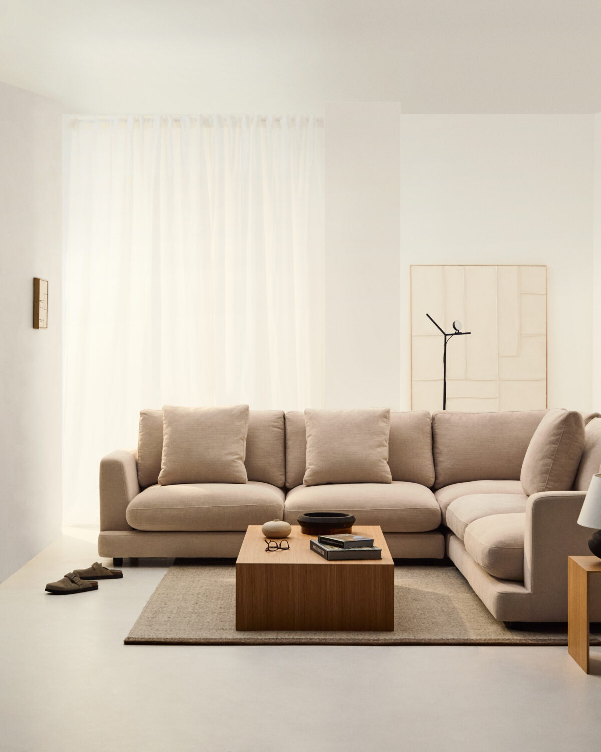 Kave Home Gala 6-zitshoekbank in beige chenille FSC Mix Credit 300 x 300 cm - Afbeelding 2