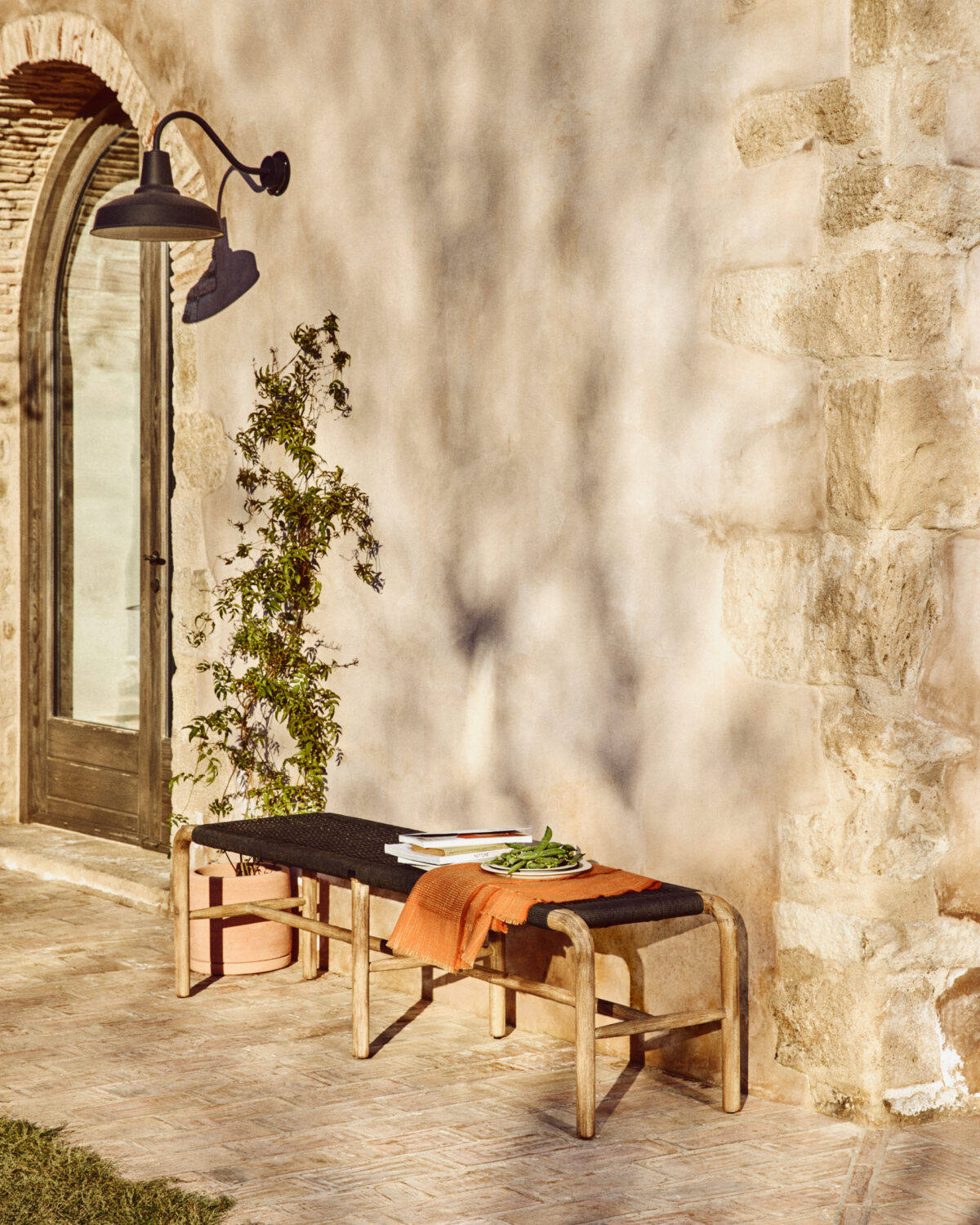 Kave Home Alipa bank van massief acaciahout en donkergrijs touw 180 cm FSC 100% - Afbeelding 2