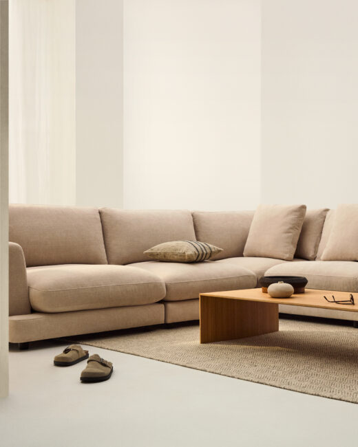 Kave Home Gala-hoekbank in beige chenille