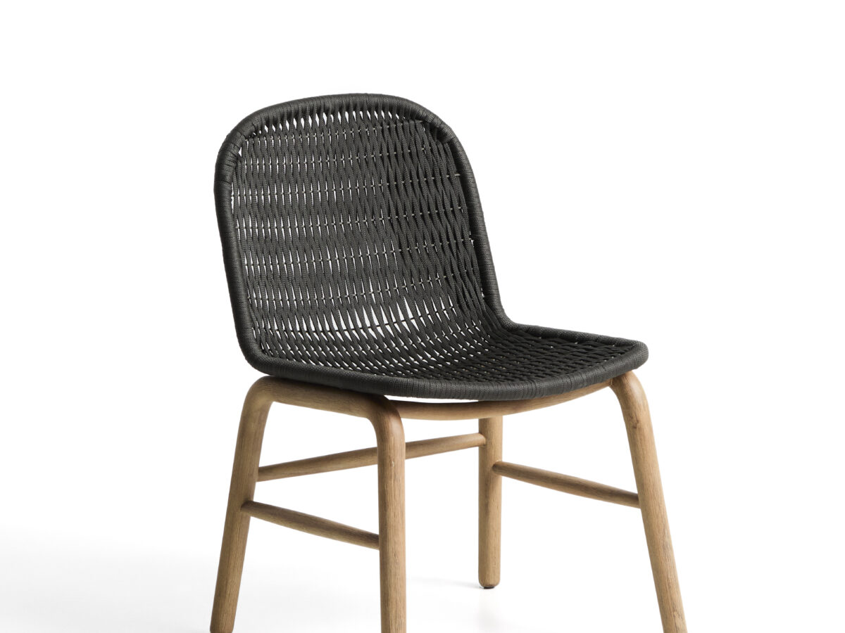 Kave Home Alipa stoel van massief acaciahout en donkergrijs touw FSC 100%