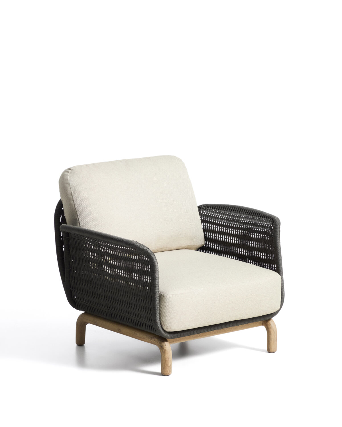 Kave Home Alipa fauteuil van massief acaciahout en donkergrijs touw FSC 100%