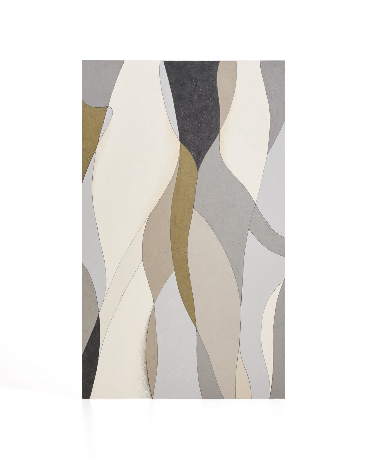 Kave Home Marvilo abstract canvas grijs en mosterdgeel 120 x 200 cm