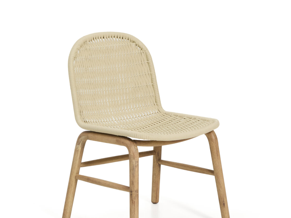 Kave Home Alipa stoel van massief acaciahout en ecru touw FSC 100%