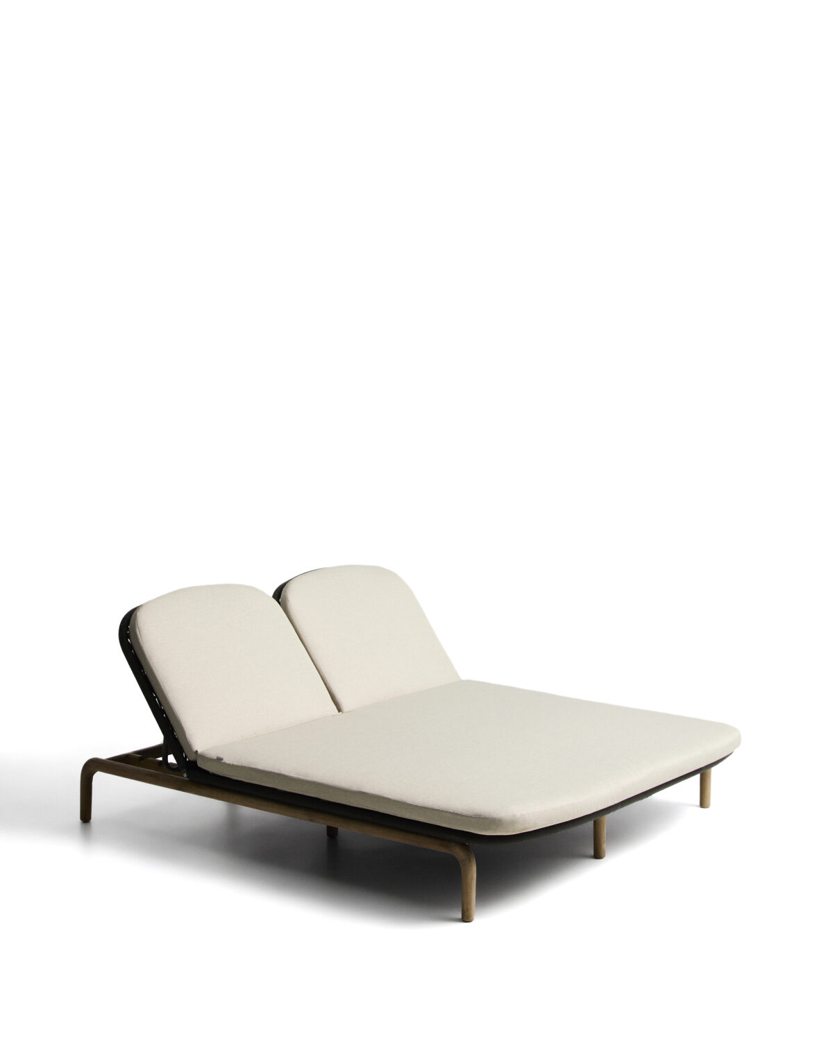 Kave Home Alipa tweepersoons ligstoel van massief acaciahout en donkergrijs touw FSC 100%