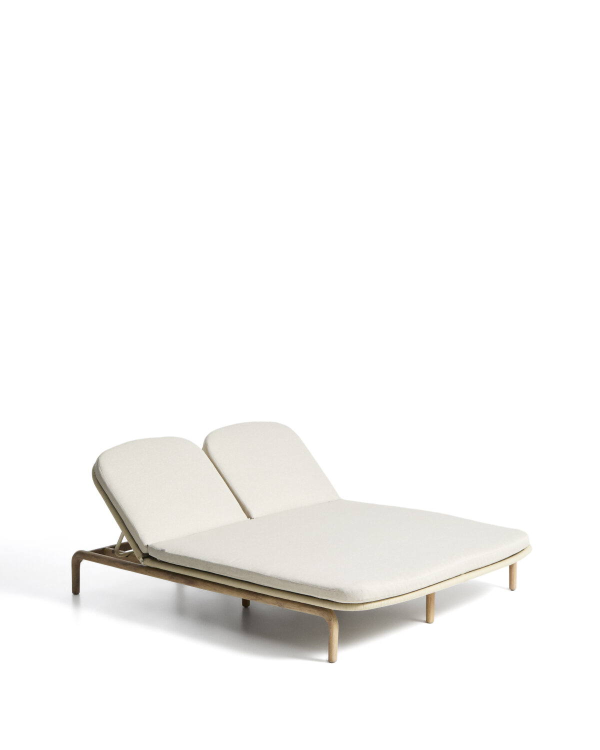 Kave Home Alipa tweepersoons ligstoel van massief acaciahout en ecru touw FSC 100%