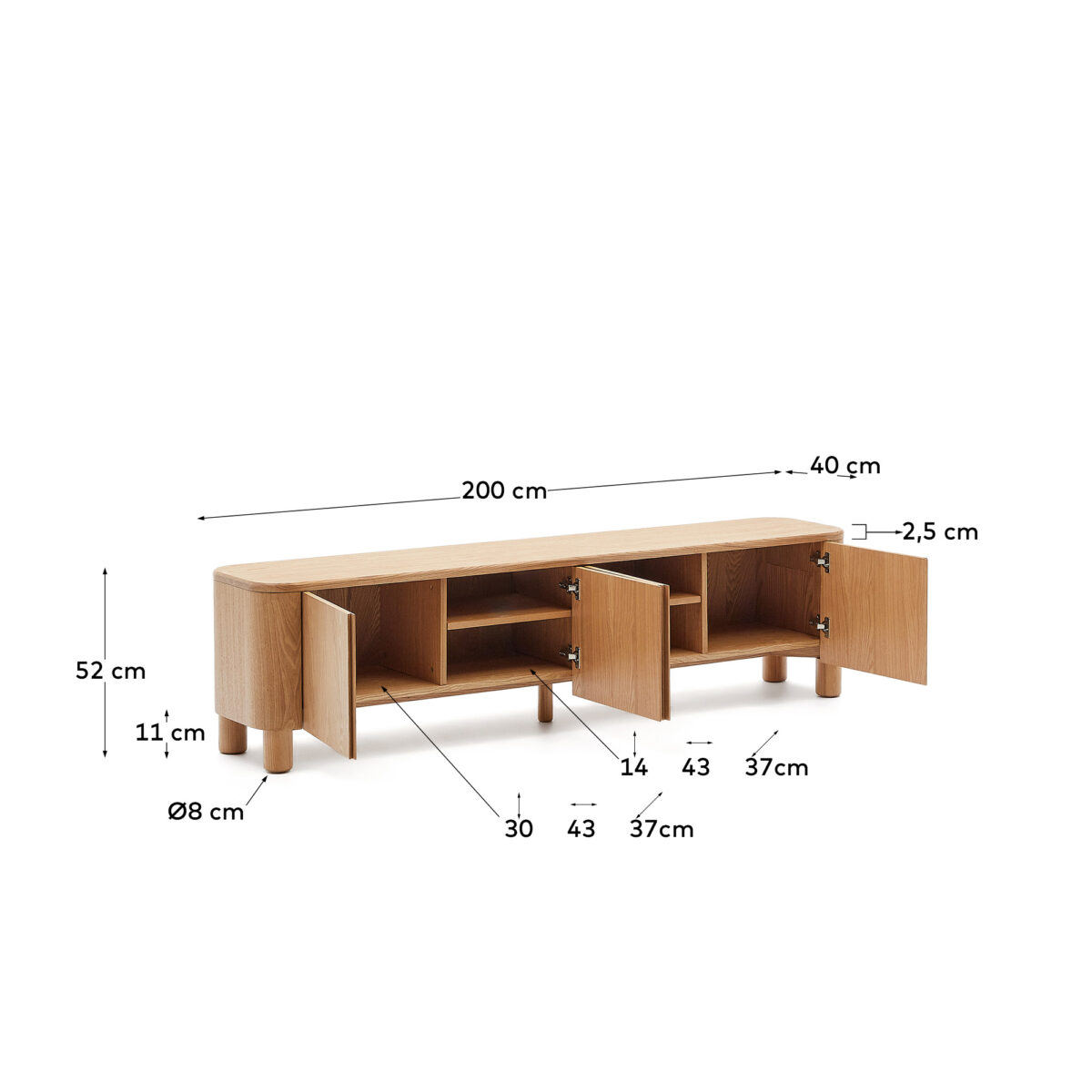 Kave Home TV-meubel Salaya van FSC Mix Credit essenmultiplex 200 x 52 cm - Afbeelding 9