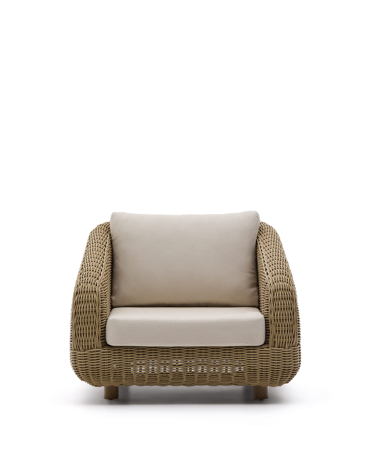 Kave Home Meria fauteuil van synthetisch rotan met poten in massief acaciahout FSC 100% - Afbeelding 8
