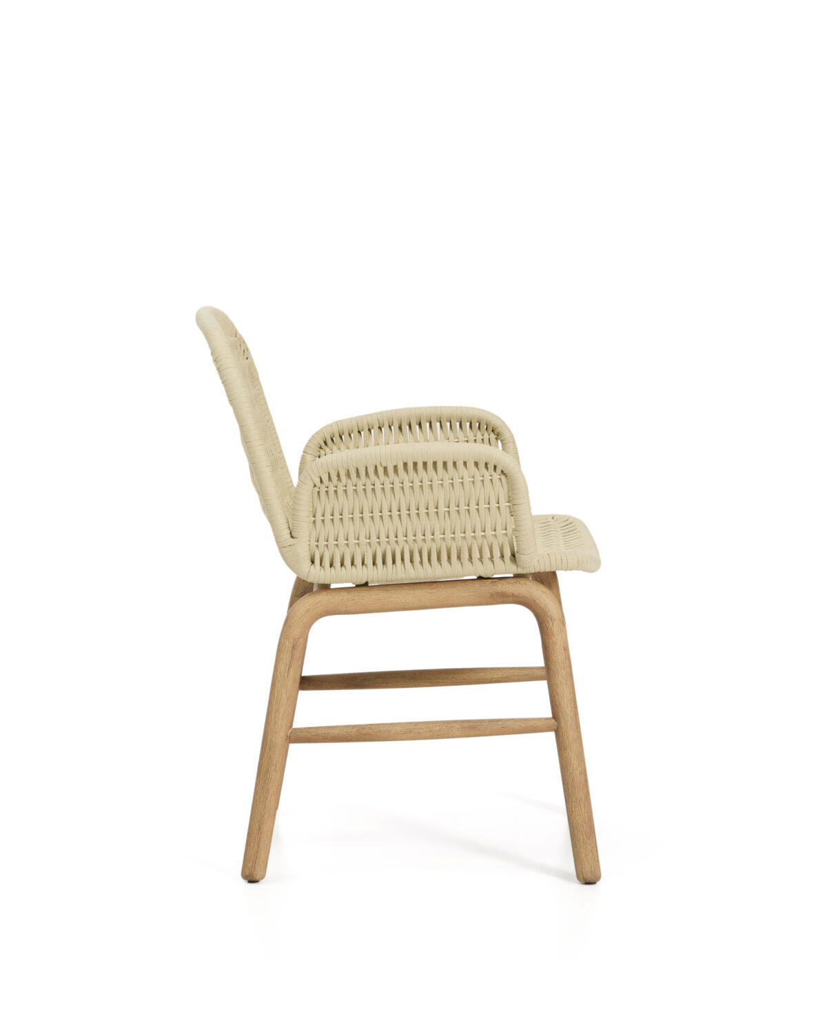 Kave Home Alipa stoel met armleuningen van massief acaciahout en ecru touw FSC 100% - Afbeelding 6