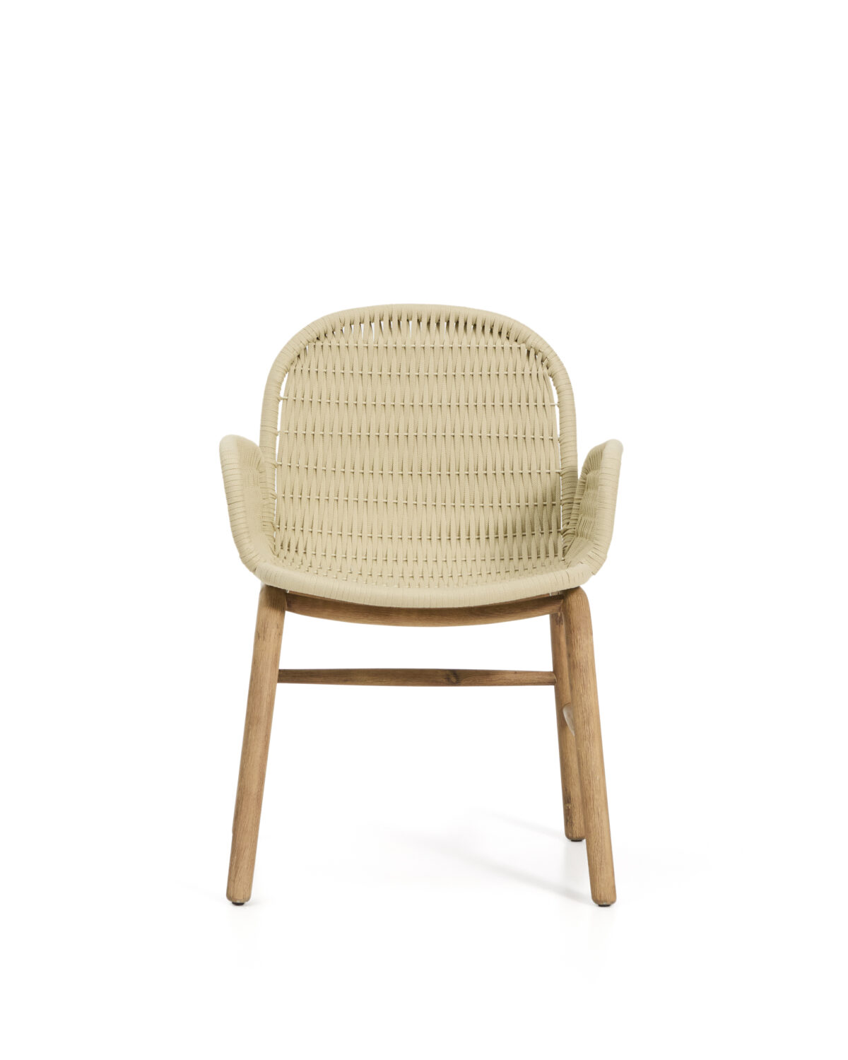 Kave Home Alipa stoel met armleuningen van massief acaciahout en ecru touw FSC 100% - Afbeelding 9