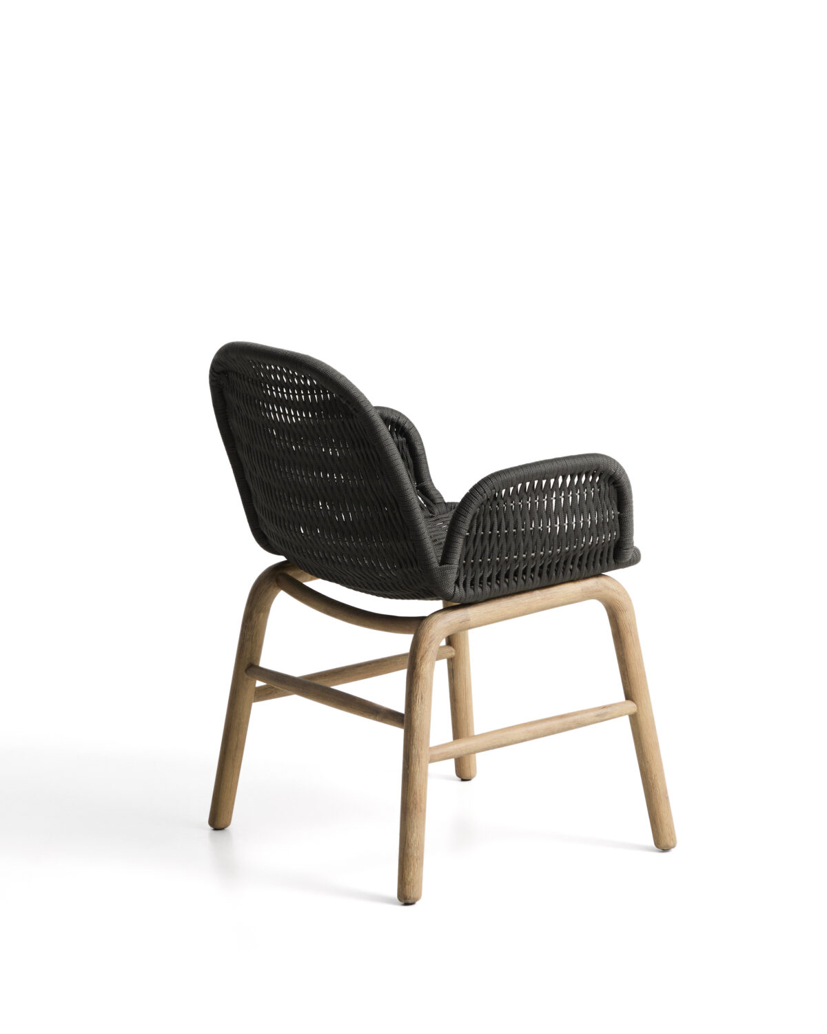 Kave Home Alipa stoel met armleuningen van massief acaciahout en donkergrijs touw FSC 100% - Afbeelding 10