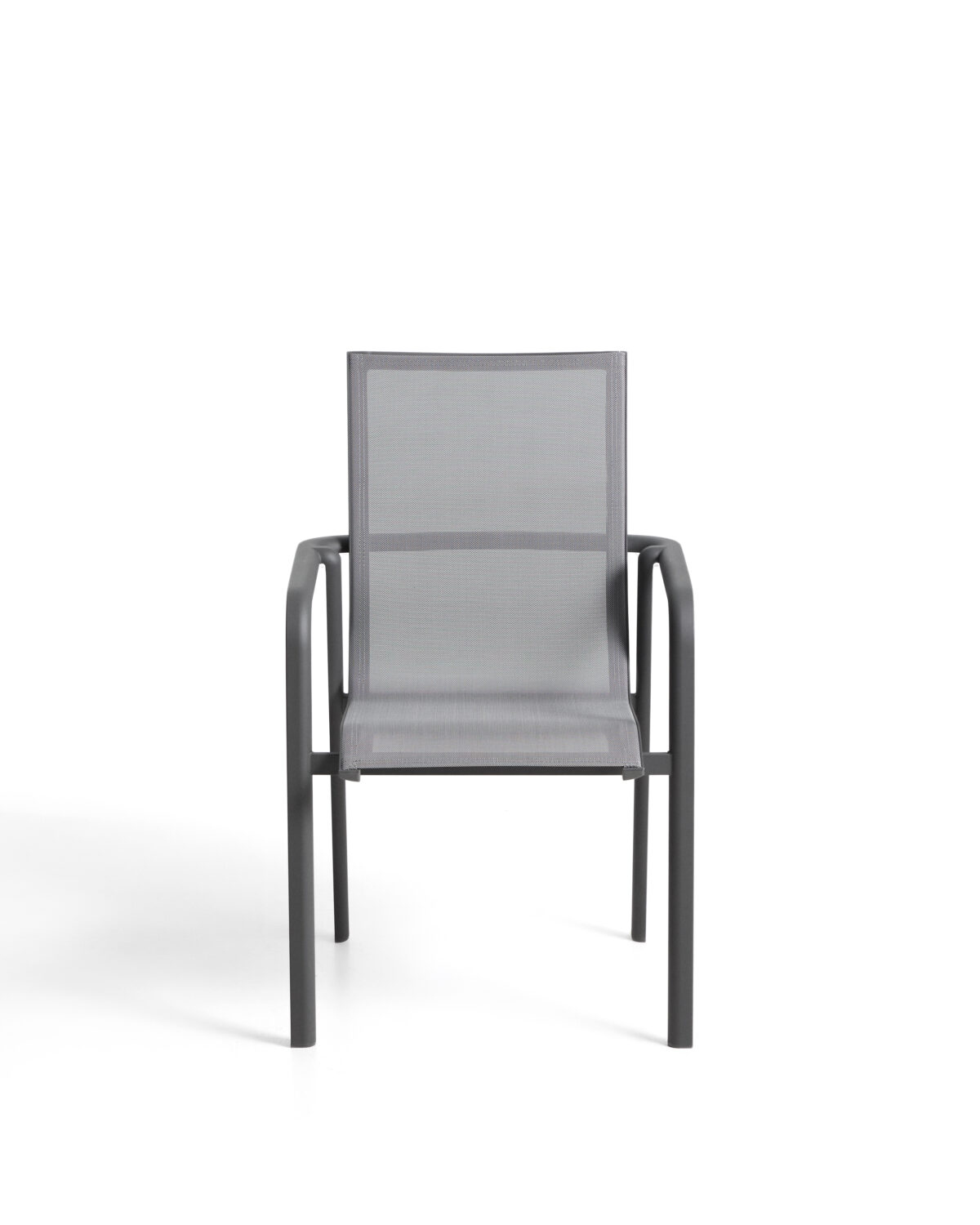 Kave Home Canea stapelbare outdoor stoel van grijs textileen en grafietkleurig aluminium - Afbeelding 5
