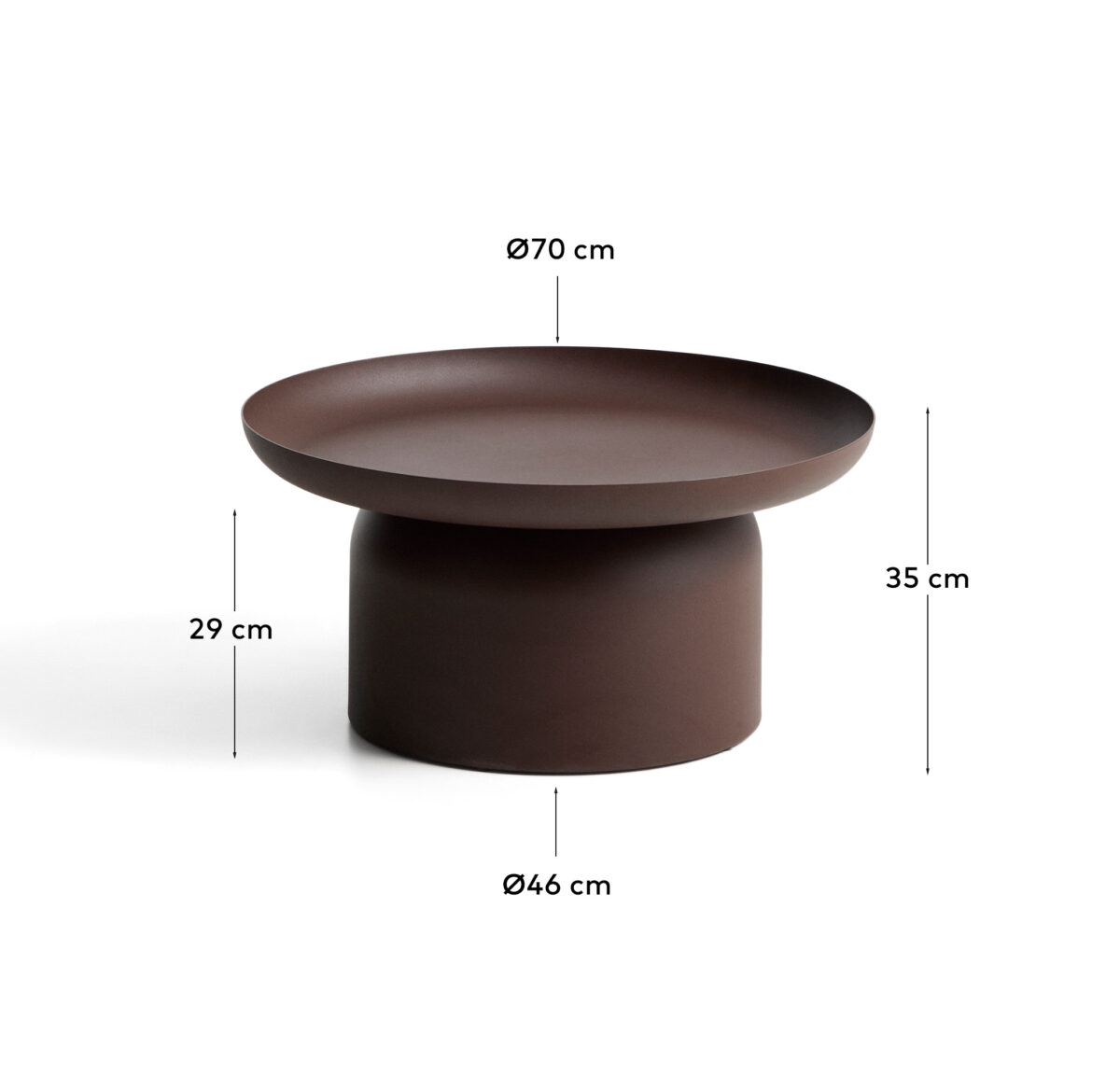 Kave Home Arcola salontafel van aluminium in bruin Ø70 cm - Afbeelding 6