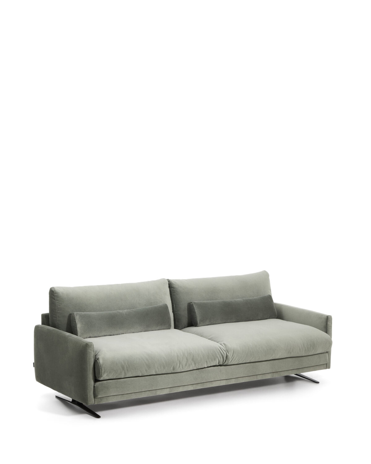 Kave Home Veliro 3-zitsbank in groen fluweel met stalen poten in zwarte afwerking 240 cm FSC Mix Credit - Afbeelding 7