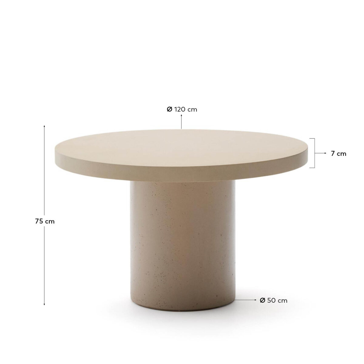 Kave Home Aiguablava beige ronde tafel van cement Ø 120 cm - Afbeelding 6