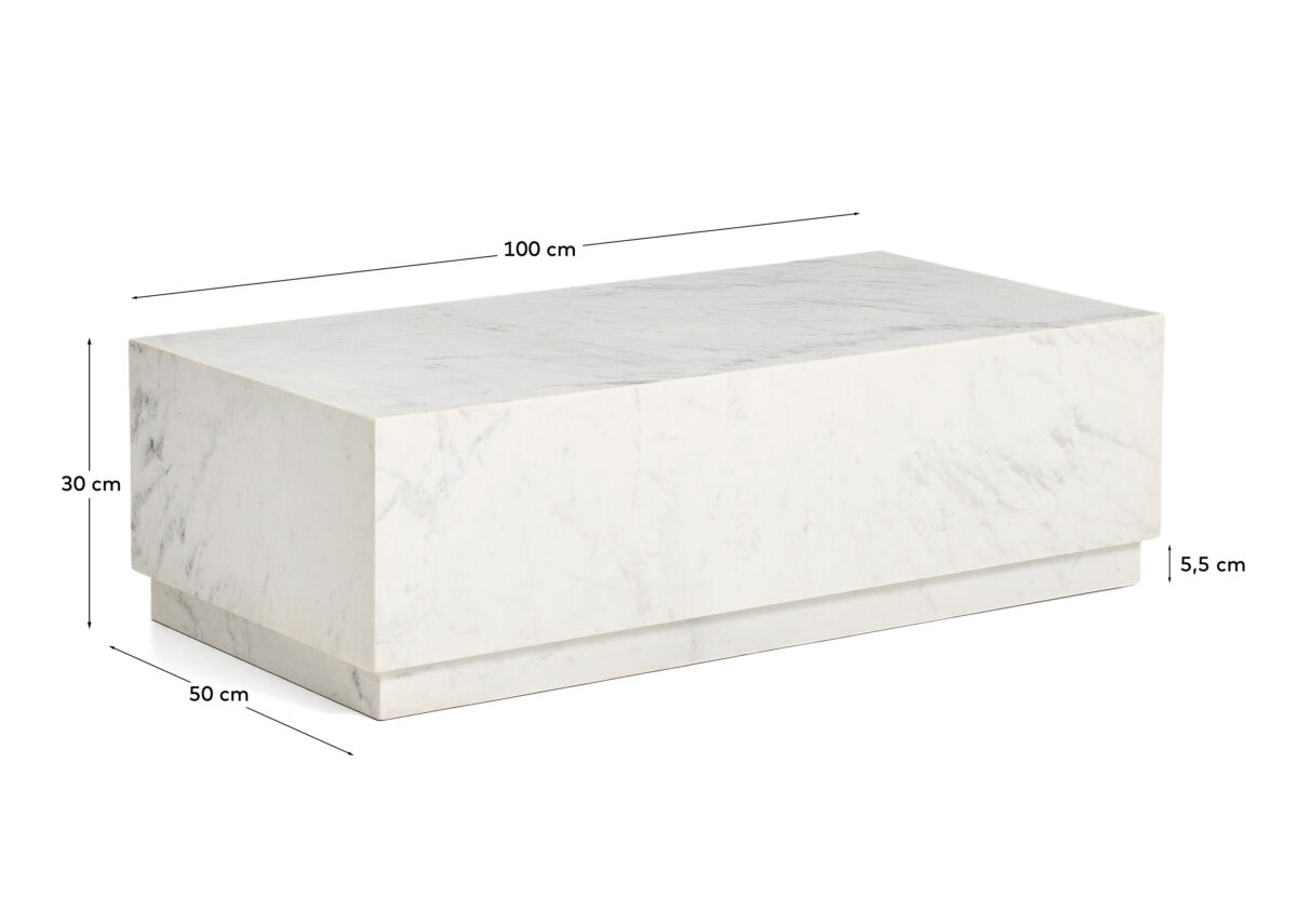 Kave Home Sorein salontafel van wit marmer 100 x 50 cm - Afbeelding 5
