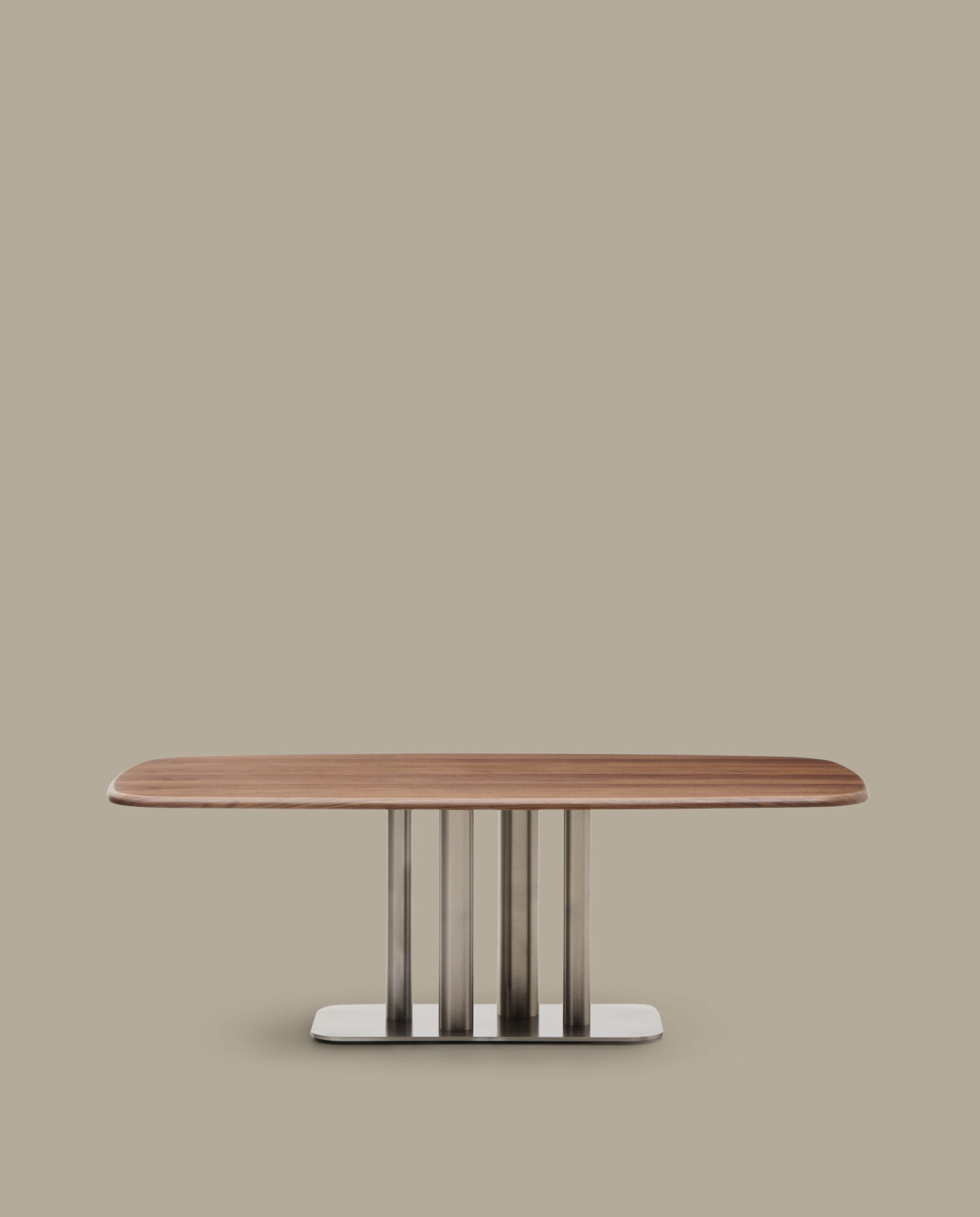Kave Home Melvar tafel gemaakt van walnootfineer en poten en onderstel van geborsteld roestvrij staal 220 x 110 cm - Afbeelding 37