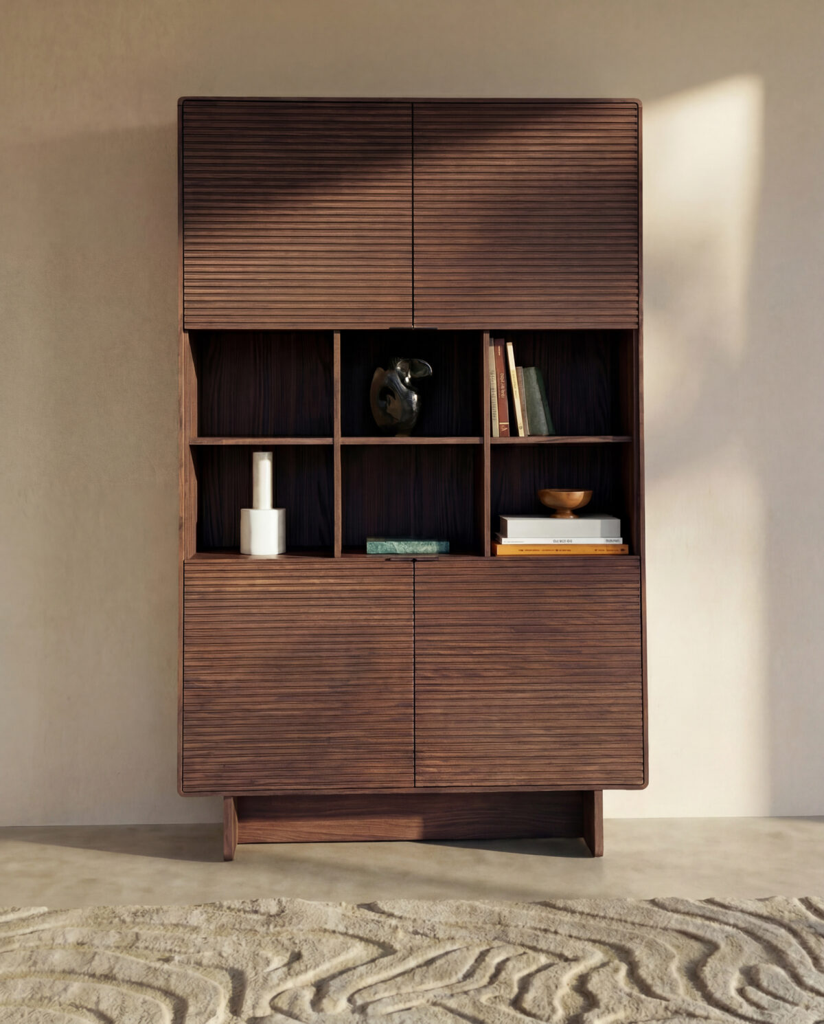 Kave Home Norlen hoog dressoir met 4 deuren in walnootfineer FSC Mix Credit 100 x 163 cm - Afbeelding 18
