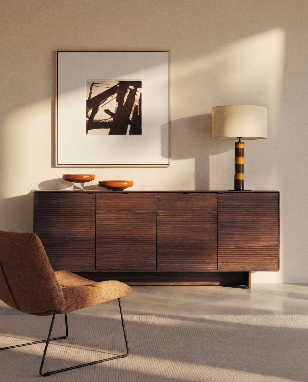 Kave Home Norlen dressoir met 4 deuren en 2 laden in walnootfineer FSC Mix Credit 194,5 x 78 cm - Afbeelding 19