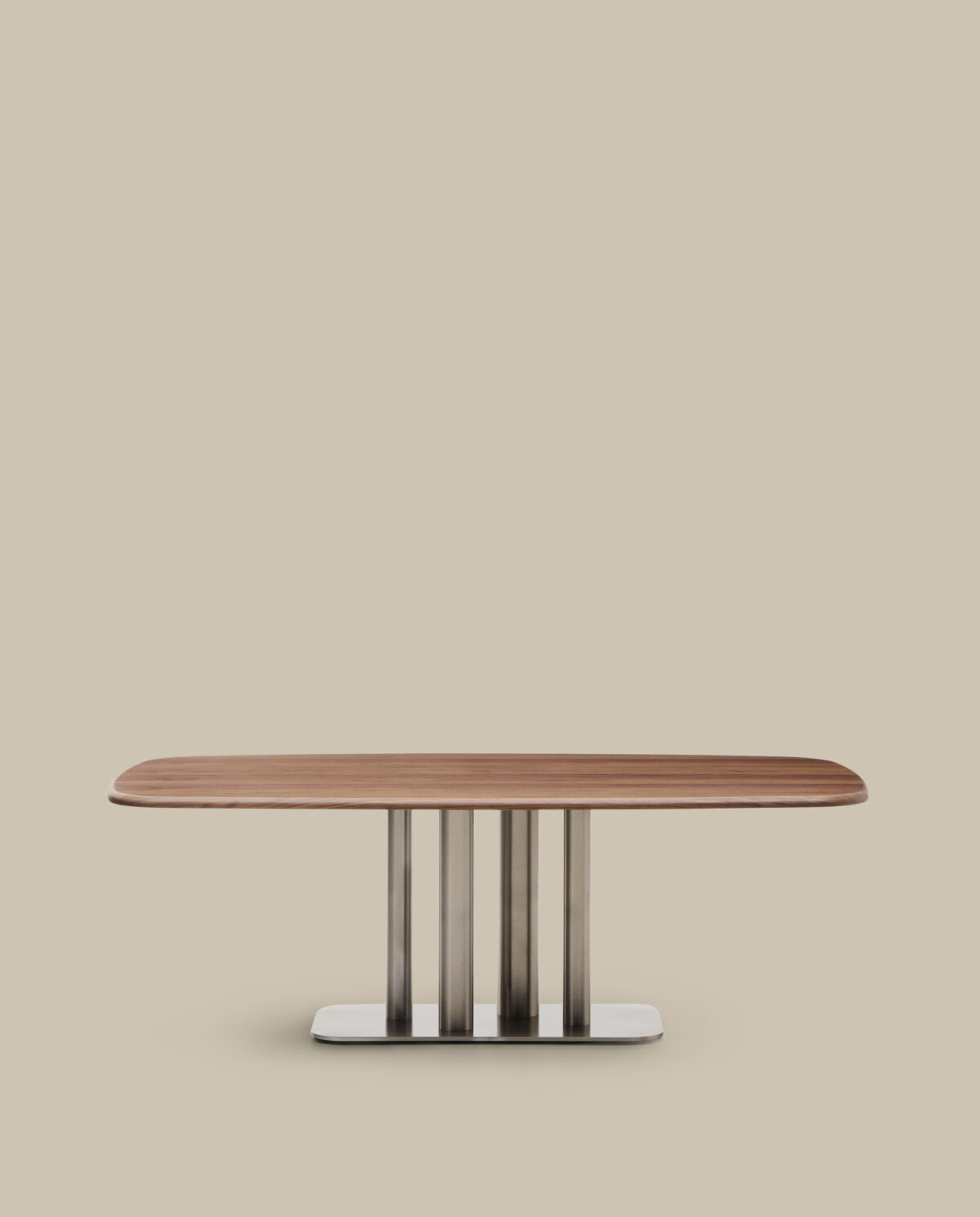 Kave Home Melvar tafel gemaakt van walnootfineer en poten en onderstel van geborsteld roestvrij staal 220 x 110 cm - Afbeelding 38