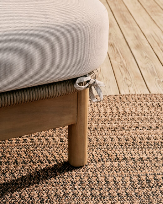 Kave Home Catalina 2-persoons ligstoel van beige touw en massief acaciahout FSC 100%