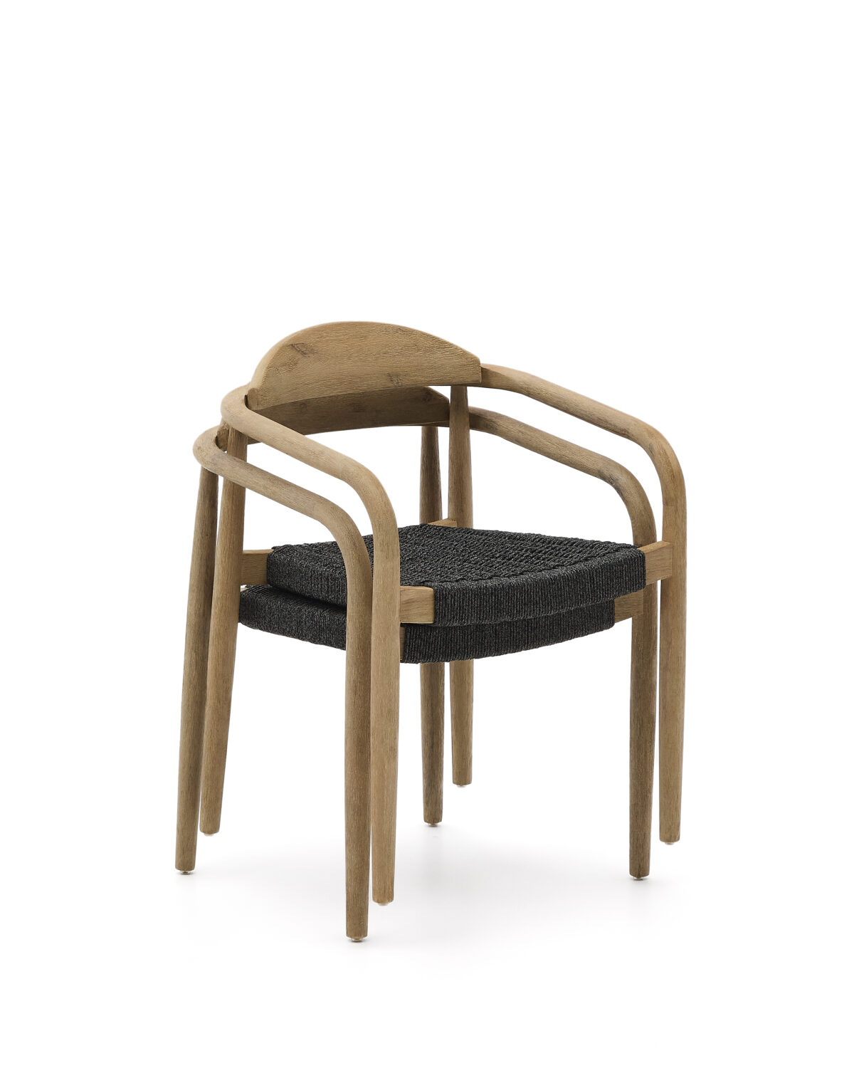 Kave Home Nina stapelbare stoel van massief acaciahout en zwart touw FSC 100% - Afbeelding 13