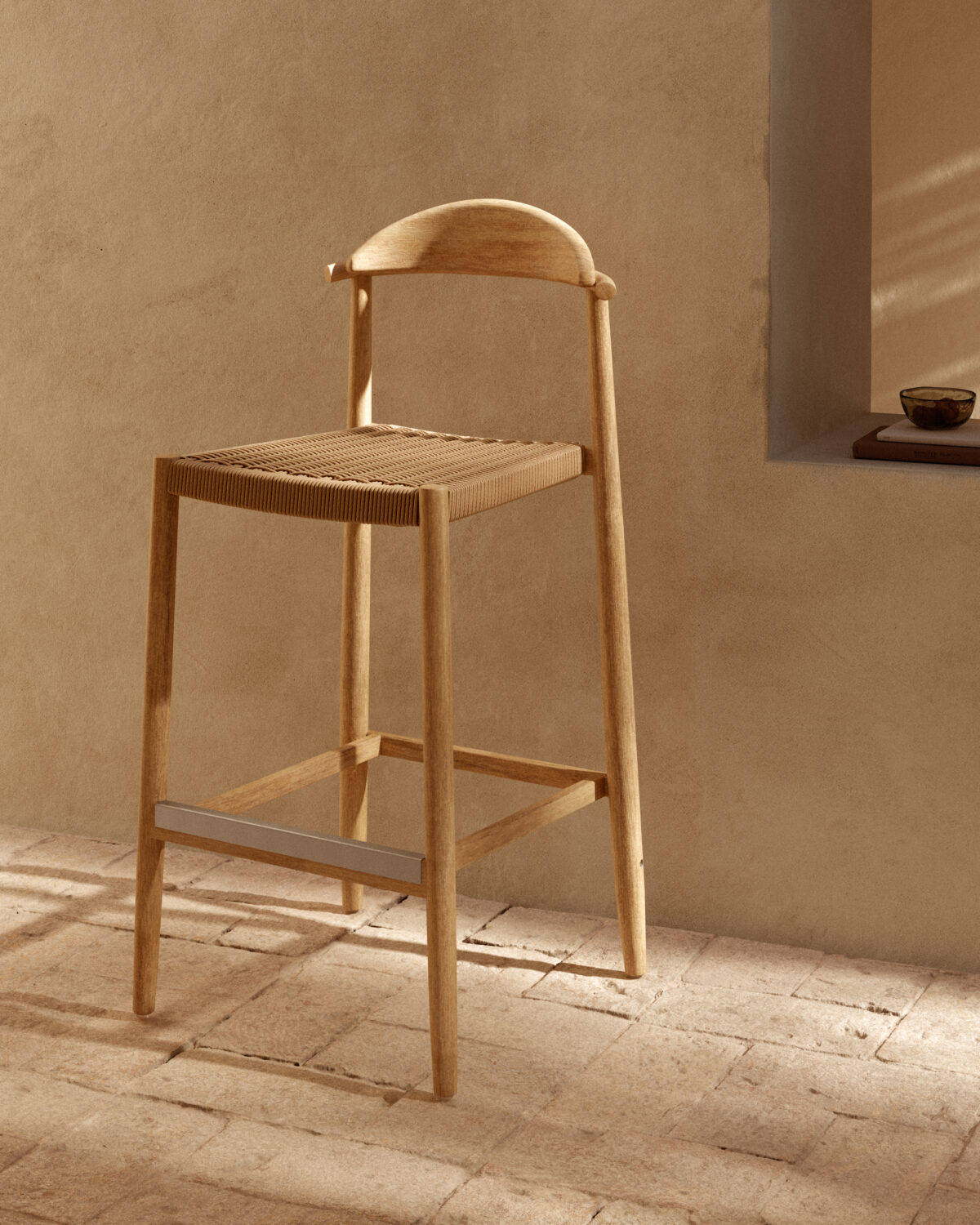Kave Home Nina massief acaciahouten kruk hoogte 76 cm FSC 100% - Afbeelding 2